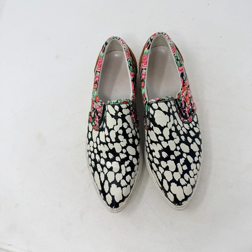 Coach Mixed Print Slip On Sneakers Floral Animal Print Leather Size 7.5 Eclectic - Picture 3 of 9